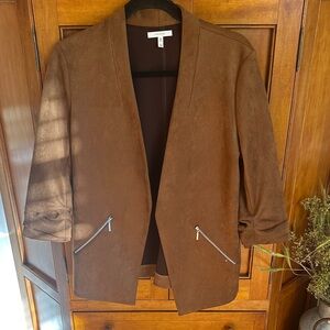 Maurices Faux suede Brown Jacket with Zipper Details-worn once